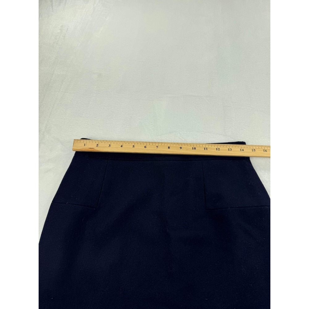 J.Crew Double Serge Wool Mini Skirt Women's 4 Deep Navy Pull-On Back Zip Classic - Picture 5 of 9
